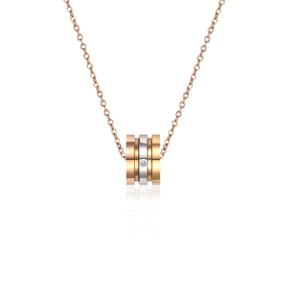 Gold Plated Diamond Jewelry Tricolor Necklace